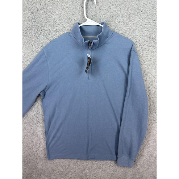 Van Heusen Pullover Mens M Blue Shadow Essential Luxore Quarter Zip Sweater New